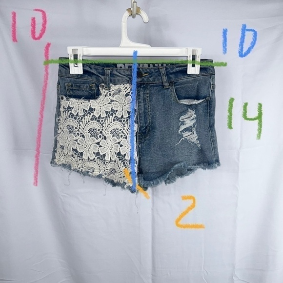 American Apparel Rewash Shorts Denim Jean Lace Short Shorts High Waisted Bottoms - Picture 7 of 12
